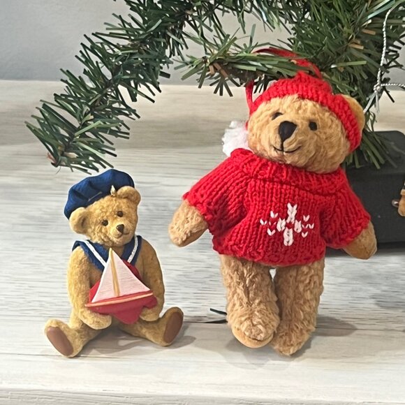 Vintage Lot Teddy Bear Ornaments Hallmark Kurt Adler Sailor Plush Old World - Picture 3 of 15